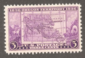 United States Scott 783 Unused LHOG - 1936 Oregon Territory Centennial Issue