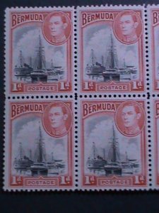 ​BERMUDA -1938 SC #118- KING GEORGE VI & HAMILTON HARBOR MNH BLOCK OF 6 OG VF
