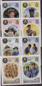 MONTSERRAT MNH Scott # 592-595 Scouts - pairs (8 Stamps) -1