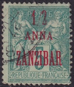 French Offices Zanzibar 1896 Sc 17 used some rough perfs