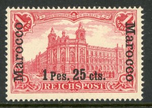 Morocco 1903 Germany  1 p25¢/1 Mark Sc #16D MNH F622