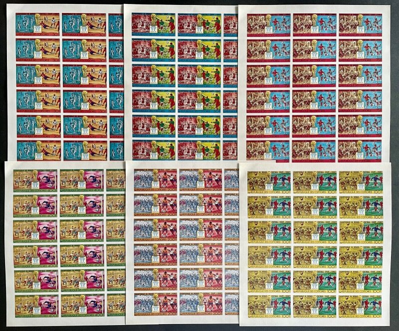 Stamps Full Set in Sheets Football Worldcup Argentina 78 Comoros Imperf.-