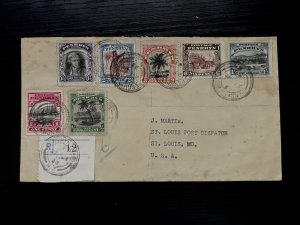 1933 Registered Penrhyn Cook Islands Stamps Cover to St Louis MO USA