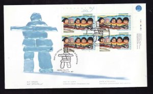 Canada-Sc#1784-stamps [UR Plate Block] on FDC-Nunavut Territory-1999-