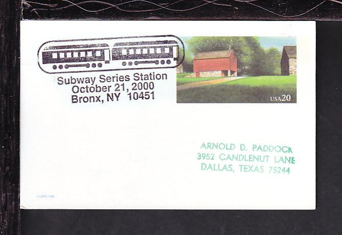 Subway Series Station Bronx,NY 2000 Cancel Cover BIN 