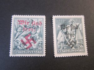 Czechoslovakia 244-45 MAHR.OSTRAU WIR SIND FREI OVERPRINT OG MNH VF