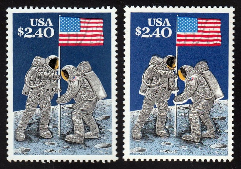 U.S. 2419 Major Black and Yellow Color Shift Error. Stamps are MNH.