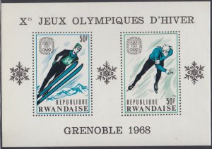 RWANDA Sc # 249a-b CPL MNH SOUVENIR SHEET, 10th WINTER OLYMPICS GRENOBLE 1968