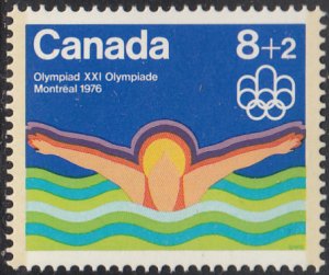 Canada 1975 MNH Sc #B4 8c + 2c Swimmer Olympic Symbols