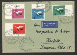 GERMANY - AIRMAIL COVER WITH SPECIAL POSTMARK - PLANE - MULTI-FRANKED - 1955.