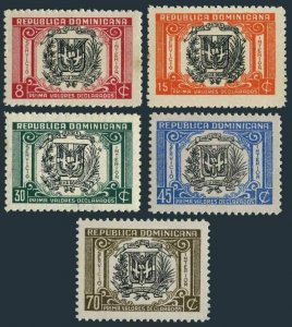 Dominican Rep G8-G12,MNH.Mi 387-391. Insured Letter Stamps 1940-45.Coat of Arms.