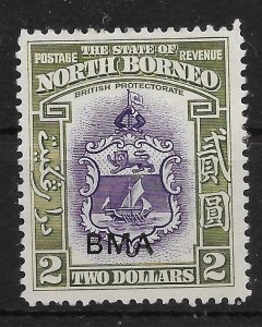NORTH BORNEO SG333 1945 BMA $2 VIOLET & OLIVE-GREEN MTD MINT
