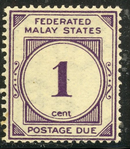 MALAYA 1924-26 1c VIOLET Postage Due Sc J1 MH