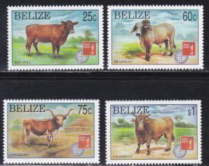 Belize # 1075-1078, Bulls - Cattle, NH, 1/2 Cat