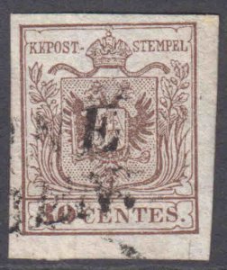 AUSTRIA LOMBARDY 5a RIBBED PAPER VF SOUND $175 SCV TOWN CANCEL