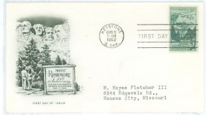 US 1011 1952 Mount Rushmore, typed address