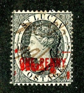 1882 St Lucia Sc#20 double overprint error cv.$16 ( 8333 BCXX )