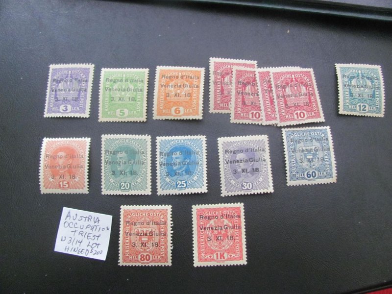 AUSTRIA TRIESTE 1918 MINT HINGED SC N3/14 PARTIAL SET LOT VF/XF $200 (161)