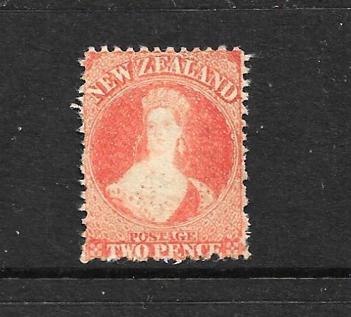 NEW ZEALAND 1873  2d  VERMILLION   FFQ  MNG  P12 1/2 NO WMK CP A2T SG 138 CHALON