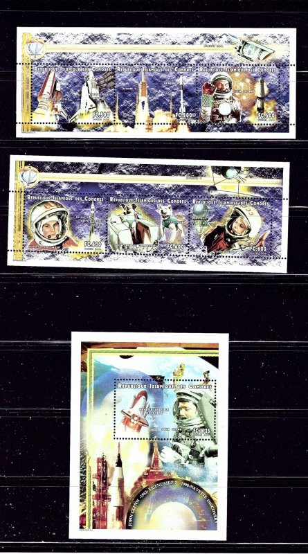 Comoro Is 944-46 MNH 1999 Space Achievements 2 sheets and S/S