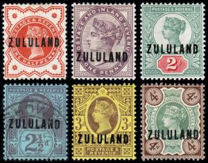 Zululand Scott 1-6 (1888-93) Mint/Used H VF, CV $167.50