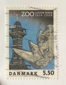 Denmark 2009 Scott 1434 used - 5.50k, 150th Anniversary of Copenhagen Zoo, Rhino