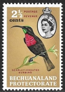 BECHUANALAND PROTECTORATE 1961 2 1/2c Scarlet-Chested Sunbird Issue Sc 182 MNH