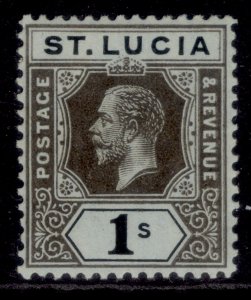 ST. LUCIA GV SG85a, 1s black/blue-green OLIVE BACK, M MINT. Cat £18.