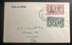 1947 Salisbury Southern Rhodesia First Day Cover FDC Royal Visit Stamp Issue