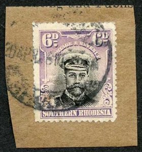 Southern Rhodesia SG7 6d Admiral used on piece