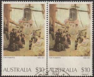 Australia #579 1977 $10 Tom Robert's Painting-Coming South USED-Fine-NH. Pair