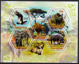 TCHAD CHAD SHEET WILDLIFE WILDCATS BIRDS ELEPHANTS RHINOS