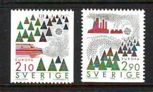 Sweden Sc 1605-1606 1986 Europa Pollution stamp set mint NH