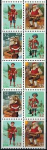 1995 Christmas Santa & Children Booklet Pane of 10 32c Stamps, Sc#3007b, MNH, OG