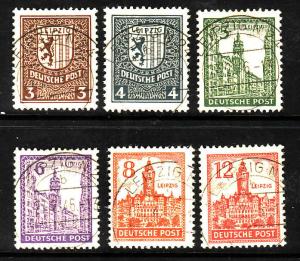 Germany-West Saxony-Sc#14N15a-20a-used set-no watermarks-1946-