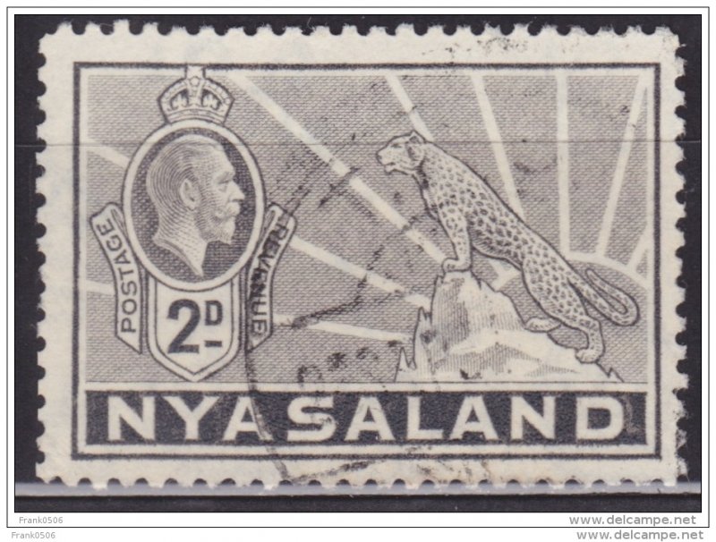 Nyasaland 1934, George V and Leopard, 2p, sc#41, used