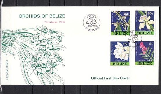 Belize, Scott cat. 1103-1106. Christmas issue with Orchids. First day cover. ^