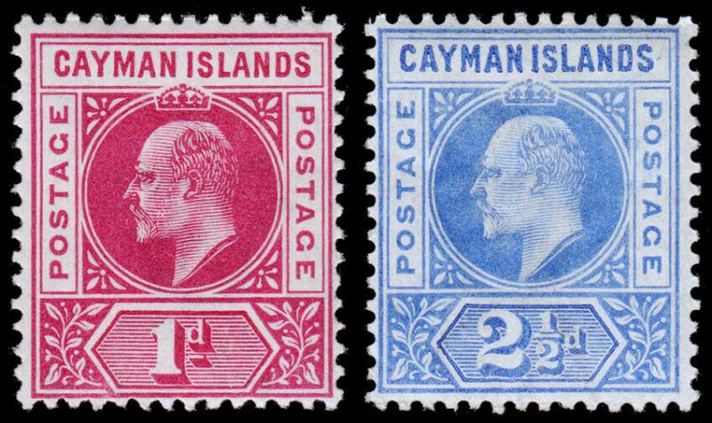 Cayman Islands Scott 4-5 (1901-03) Mint H F-VF, CV $24.00 M