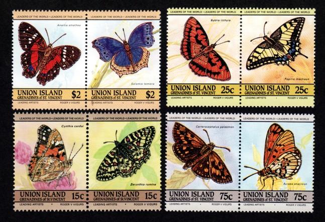 Union Island 194-197 Mint NH Butterflies!