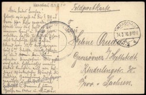 Germany WWI Air Force Versuchs und Uebungsflugpark Ost Warsaw Feldpost Co G68310