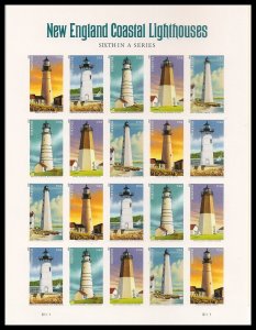 US 4795c New England Coastal Lighthouses imperf NDC sheet 20 MNH 2013