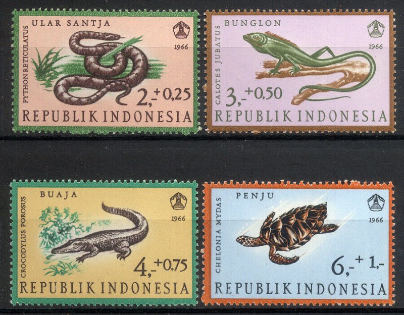 Indonesia 1966 #B203-6 MNH. Reptiles