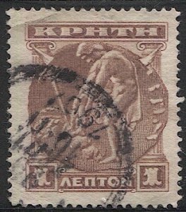 CRETE Greece 1900  Sc 50 1L Hermes, light postmark/cancel