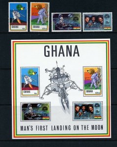 Ghana #386-389a & #386-389a (GH223) Comp Lunar Landing & Spacecraft, MNH, H