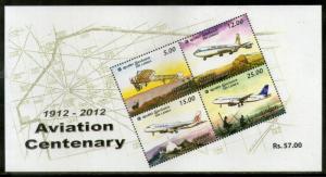 Sri Lanka 2012 Aviation Centenary Aeroplane Transport Map M/s MNH # 6346