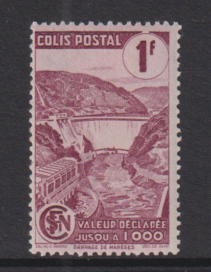 France  #Q195  MH 1944 Parcel Post   hydroelectric dam  1fr