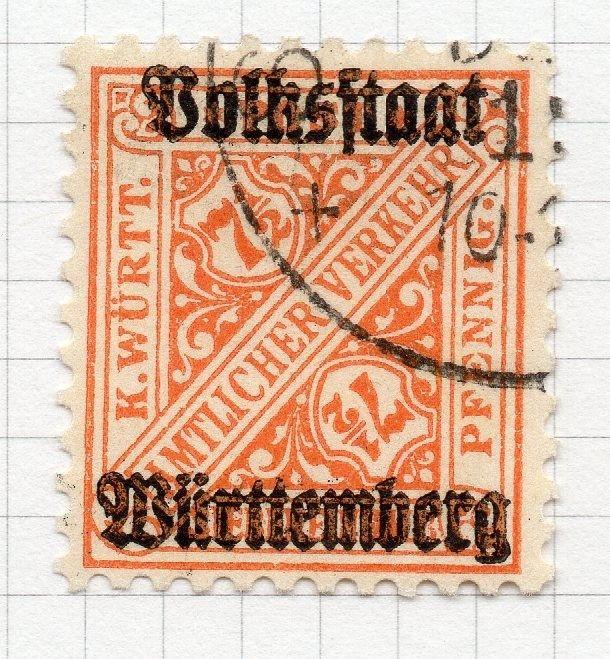 Wurttemberg 1919 Official Early Issue Fine Used 7.5pf. Optd 291491