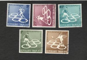 1964 Togolaise Tokyo Summer Olympics TENNIS DISCUS SOCCER RUNNING used stamps