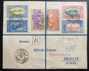 1928 Le Moule Guadeloupe Registered Cover To Trieste Italy Sc#135