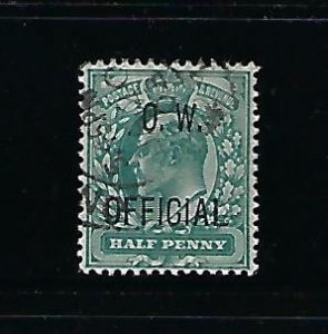 GREAT BRITAIN SCOTT #O49 1902 OFFICE OF WORKS 1/2 P (GRAY GREEN) - USED